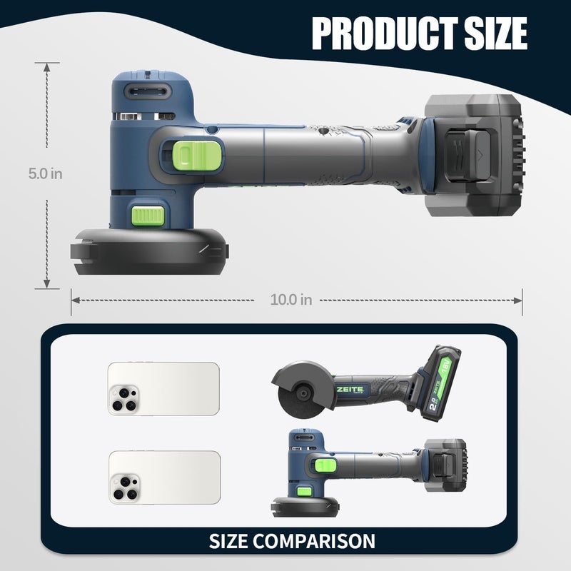 zeite 3" Cordless Cut Off Tool,20V Mini Multi-Cutter,Portable Metal Chop Saw,Max Cutting Depth 1/2",3 Cutting Discs & 1 Flap Disc,2.0Ah Battery and Fast Charger - Image 4
